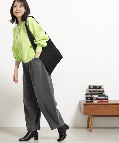 FOUND GOOD（ファウンドグッド）の「エアラクニットZIPブルゾン（ブルゾン・レディース・アイボリー/ブラック/パープル系2/グリーン系2/ブラウン系8・L/M）」の18枚目の写真