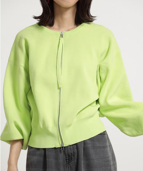 FOUND GOOD（ファウンドグッド）の「エアラクニットZIPブルゾン（ブルゾン・レディース・アイボリー/ブラック/パープル系2/グリーン系2/ブラウン系8・L/M）」の19枚目の写真