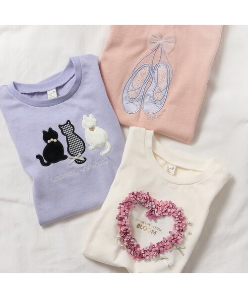 apres les cours（アプレレクール）の「3柄GIRLSモチーフTシャツ（Tシャツ/カットソー・キッズ・ラベンダー/ピンク/アイボリー・140/130/120/110/100/90/80）」の7枚目の写真