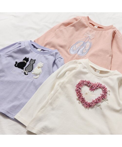 apres les cours（アプレレクール）の「3柄GIRLSモチーフTシャツ（Tシャツ/カットソー・キッズ・ラベンダー/ピンク/アイボリー・140/130/120/110/100/90/80）」の8枚目の写真