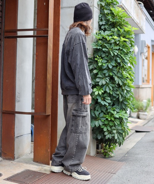 SPINNS（スピンズ）の「グランジ＆ストリート/ヴィンテージ加工ダメージデザインスウェット（スウェット・メンズ・ブラック/ベージュ・ONESIZE）」の17枚目の写真