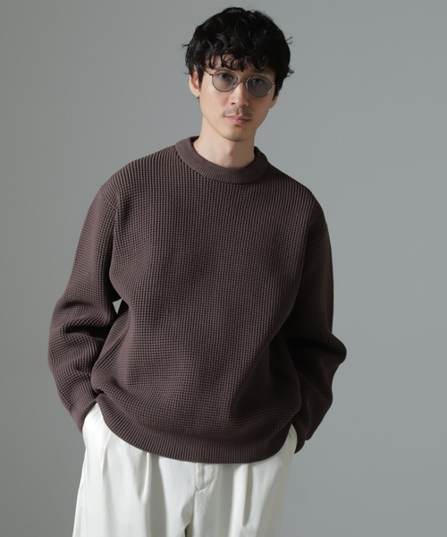 NANO universe(ナノユニバース)の「スポンディッシュ クルーネック(ニット/セーター・メンズ・ブラウン/オフホワイト/ブルーグレー・L/M)」の6枚目の写真