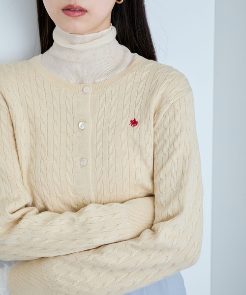 POLO BCS（ポロ ビーシーエス）の「【新色追加】【POLO BCS】VIS別注ミニケーブルコンパクトニットカーディガン（カーディガン/ボレロ・レディース・レッド/ベージュ/チャコールグレー/ネイビー・FREE）」の15枚目の写真