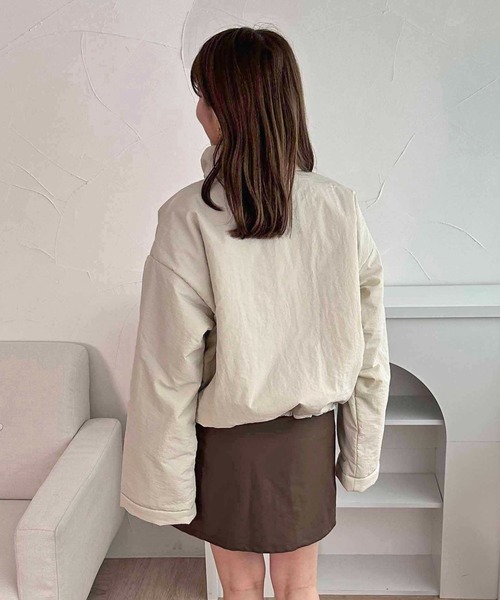 apres jour clair（アプレジュールクレア）の「【apres jour clair】中綿リボンポケットデザインジャケット【ZOZOTOWN限定アイテム】（ブルゾン・レディース・ダークブラウン/チャコールグレー/アイボリー・X-LARGE/フリー）」の7枚目の写真