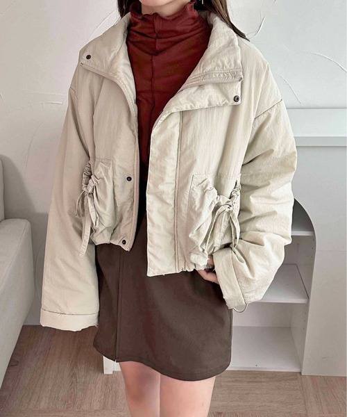 apres jour clair（アプレジュールクレア）の「【apres jour clair】中綿リボンポケットデザインジャケット【ZOZOTOWN限定アイテム】（ブルゾン・レディース・ダークブラウン/チャコールグレー/アイボリー・X-LARGE/フリー）」の9枚目の写真