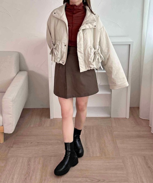 apres jour clair（アプレジュールクレア）の「【apres jour clair】中綿リボンポケットデザインジャケット【ZOZOTOWN限定アイテム】（ブルゾン・レディース・ダークブラウン/チャコールグレー/アイボリー・X-LARGE/フリー）」の10枚目の写真