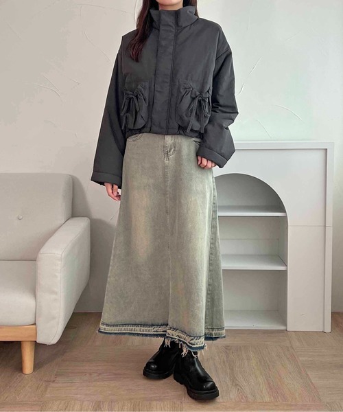 apres jour clair（アプレジュールクレア）の「【apres jour clair】中綿リボンポケットデザインジャケット【ZOZOTOWN限定アイテム】（ブルゾン・レディース・ダークブラウン/チャコールグレー/アイボリー・X-LARGE/フリー）」の14枚目の写真