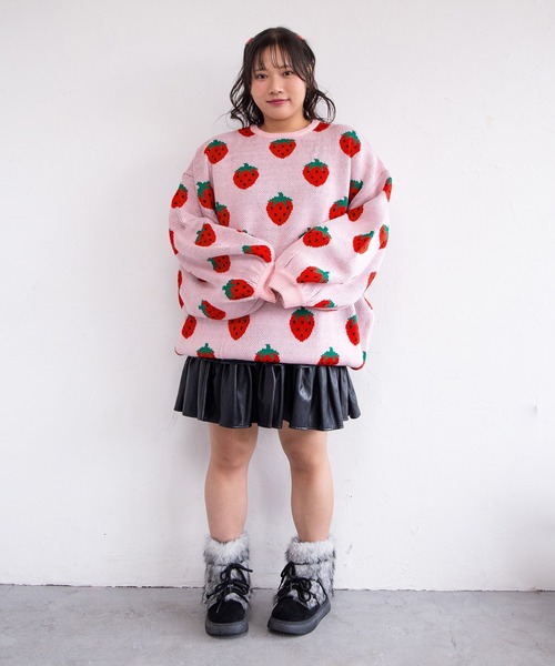 フード総柄ニット(おにぎり・パン・レモン・アボカド・ニンジン