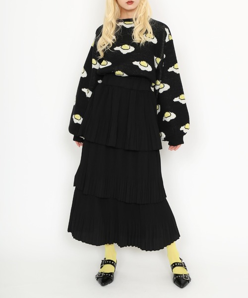 PUNYUS（プニュズ）の「フード総柄ニット(おにぎり・パン・レモン・アボカド・ニンジン・イチゴ・イモ・目玉焼き）（ニット/セーター・レディース・ブラック/サックスブルー/ブラウン/グリーン/ピンク/パープル/ベージュ/ネイビー・1/2/3/4）」の20枚目の写真