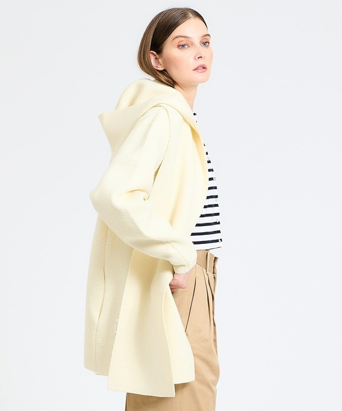 ESTNATION（エストネーション）の「ESTNATION / フーディーコンビ ニットアウター（その他アウター・レディース・イエロー/オフホワイト/ブラック/チャコールグレー・FREE）」の7枚目の写真
