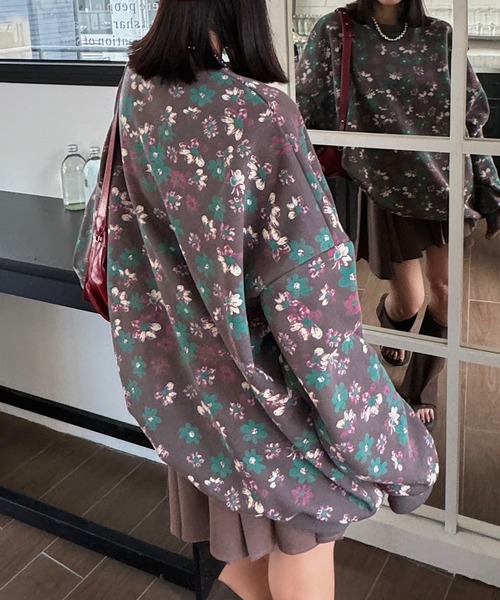 HOOK(フック)の「【HOOK】for girls 総花柄スウェット(スウェット・レディース・ブラック/チョコ/カーキ/ダークグレー/ベージュ・FREE)」の14枚目の写真