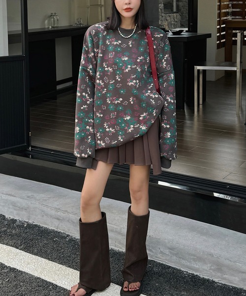 HOOK(フック)の「【HOOK】for girls 総花柄スウェット(スウェット・レディース・ブラック/チョコ/カーキ/ダークグレー/ベージュ・FREE)」の17枚目の写真