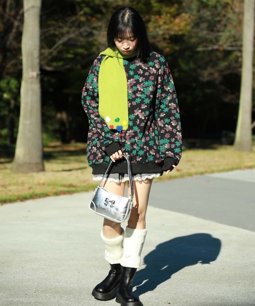 HOOK(フック)の「【HOOK】for girls 総花柄スウェット(スウェット・レディース・ブラック/チョコ/カーキ/ダークグレー/ベージュ・FREE)」の20枚目の写真