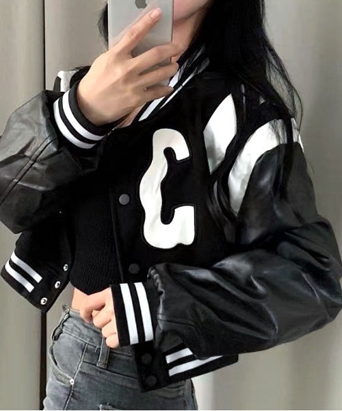 SHEENA（シーナ）の「刺しゅうロゴショート丈スタジャン（スタジャン・レディース・ブラック・M）」の15枚目の写真