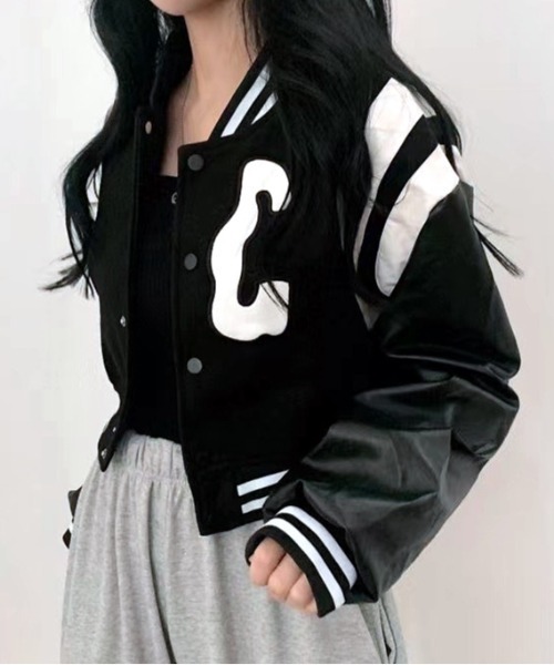 SHEENA（シーナ）の「刺しゅうロゴショート丈スタジャン（スタジャン・レディース・ブラック・M）」の18枚目の写真