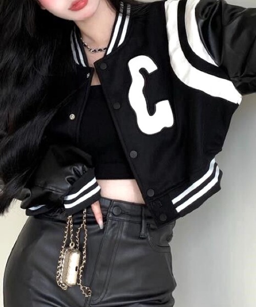 SHEENA（シーナ）の「刺しゅうロゴショート丈スタジャン（スタジャン・レディース・ブラック・M）」の22枚目の写真