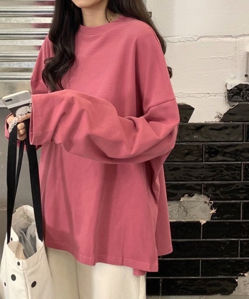 H.TOKYO(エイチトウキョウ)の「BIGシルエット/サイドスリットロンT(Tシャツ/カットソー・レディース・ブラック/ホワイト/ピンク・XX-LARGE/X-LARGE/LARGE)」の1枚目の写真