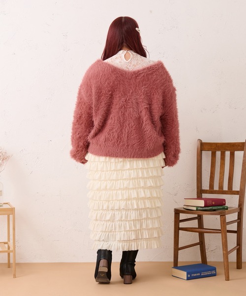 Louiosy(ルオシー)の「【大きいサイズ】ティアードフリルナロースカート(スカート・レディース・アイボリー/ブラック・X-LARGE/3L/4L)」の6枚目の写真