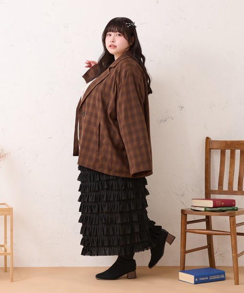 Louiosy(ルオシー)の「【大きいサイズ】ティアードフリルナロースカート(スカート・レディース・アイボリー/ブラック・X-LARGE/3L/4L)」の11枚目の写真
