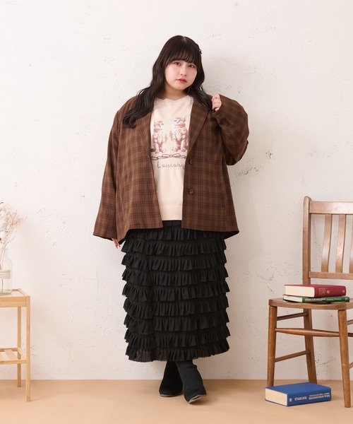 Louiosy ルオシー　フリルティアードチュールスカート　XL 大きいサイズ】フリルティアードチュールスカート（スカート