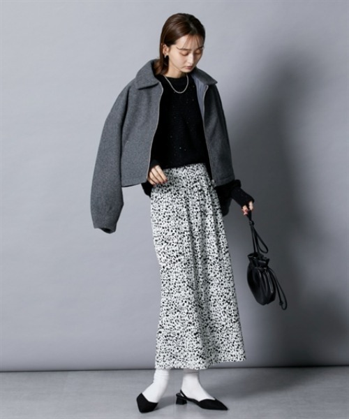 nissen（ニッセン）の「裏起毛素材総柄ナロースカート（スカート・レディース・アイボリー/ブラック/ブラック系その他・M/L）」の18枚目の写真