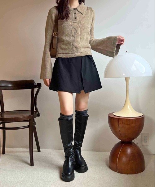 apres jour clair（アプレジュールクレア）の「【apres jour clair×ARIAZ】クシュクシュニーハイソックス（ソックス/靴下・レディース・ホワイト/チャコールグレー/ブラウン系その他/ベージュ・FREE）」の6枚目の写真