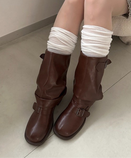 apres jour clair（アプレジュールクレア）の「【apres jour clair×ARIAZ】クシュクシュニーハイソックス（ソックス/靴下・レディース・ホワイト/チャコールグレー/ブラウン系その他/ベージュ・FREE）」の9枚目の写真