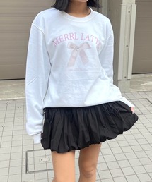 【軽量】ホワイトリボンデザイントレーナー スウェット