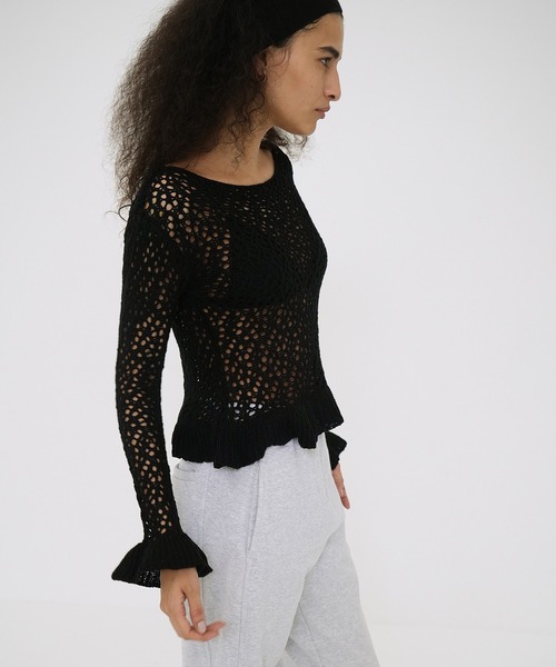 トップス CLANE BOAT NECK CROCHET KNIT TOPS BOAT NECK CROCHET KNIT TOPS（ニット/セーター）｜CLANE