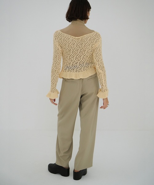 CLANE/クラネ】BOAT NECK NO SLEEVE KNIT TOPS/ボートネック