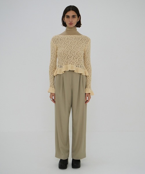 トップス CLANE BOAT NECK CROCHET KNIT TOPS CLANE クラネ “BOAT NECK CROCHET KNIT TOPS” ボートネックク