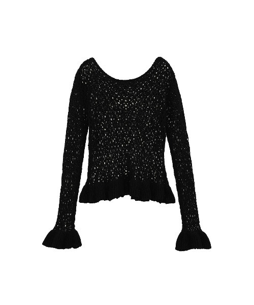 BOAT NECK CROCHET KNIT TOPS（ニット/セーター）｜CLANE