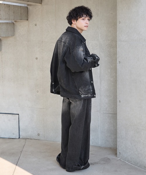 Spielio】Vintage like foil print denim jacket/ヴィンテージ