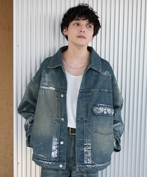 Spielio（シュピーリオ）の「【Spielio】Vintage like foil print denim jacket/ヴィンテージライク箔プリントデニムジャケット（デニムジャケット）」