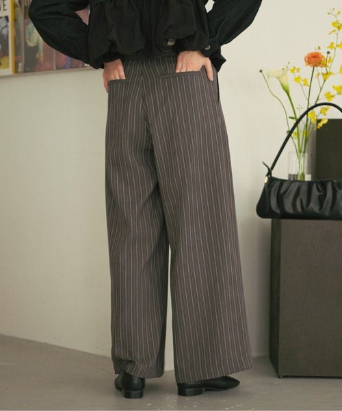 loin nuit(ロワンニュイ)の「double west button pants/ダブルウエストボタンパンツ(スラックス・レディース・ネイビー/グレー・FREE)」の17枚目の写真