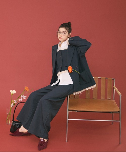 loin nuit(ロワンニュイ)の「double west button pants/ダブルウエストボタンパンツ(スラックス・レディース・ネイビー/グレー・FREE)」の22枚目の写真