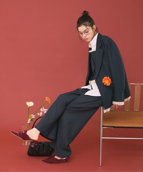 loin nuit(ロワンニュイ)の「double west button pants/ダブルウエストボタンパンツ(スラックス・レディース・ネイビー/グレー・FREE)」の20枚目の写真