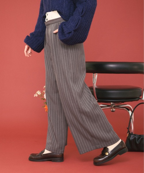 loin nuit(ロワンニュイ)の「double west button pants/ダブルウエストボタンパンツ(スラックス・レディース・ネイビー/グレー・FREE)」の14枚目の写真