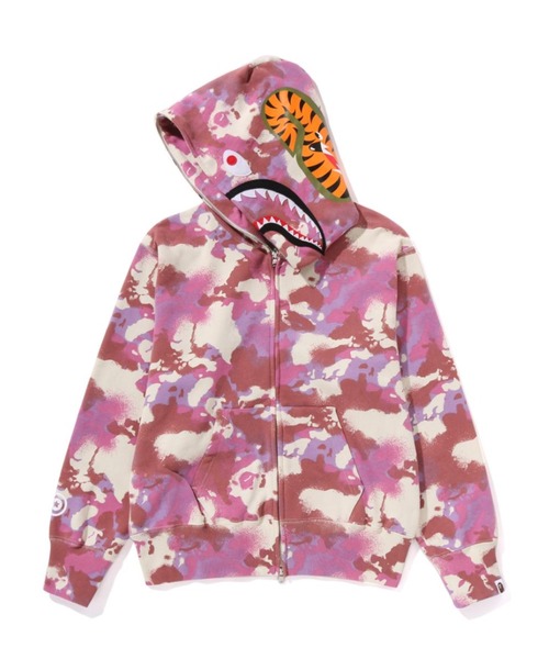 ピンクカモフラージュシャークパーカー BAPE Womens Woodland Camo Shark Full Zip Hoodie Pink - SS23 - JP