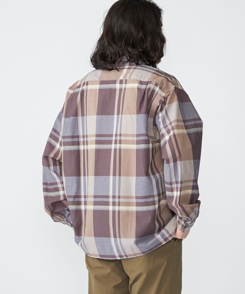 セール】SHIPS: コットン シルク ビッグチェック スクエアカット