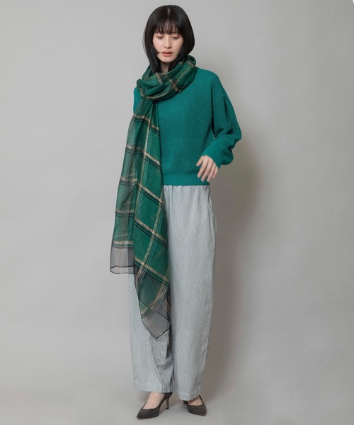 Munich(ミューニック)の「シルクミックスチェックストール(ストール/ショール・レディース・ホワイト/ベージュ/グリーン・FREE)」の8枚目の写真