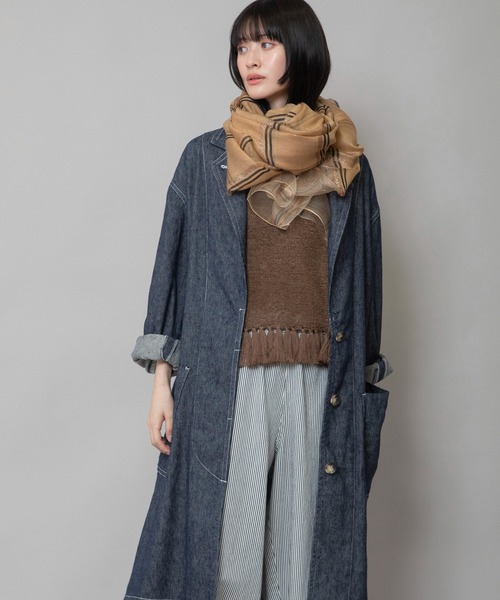 Munich(ミューニック)の「シルクミックスチェックストール(ストール/ショール・レディース・ホワイト/ベージュ/グリーン・FREE)」の10枚目の写真