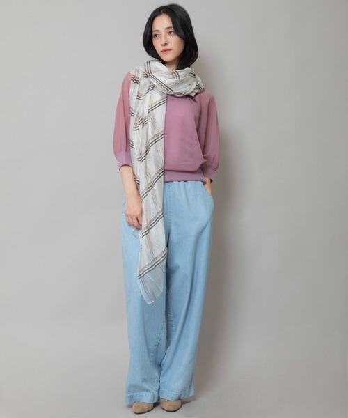 Munich(ミューニック)の「シルクミックスチェックストール(ストール/ショール・レディース・ホワイト/ベージュ/グリーン・FREE)」の19枚目の写真