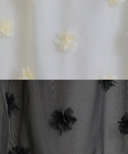 PURE BRIGHT（ピュアブライト）の「フラワーモチーフオーガンジースカート（スカート・レディース・ブラック/アイボリー・FREE）」の19枚目の写真