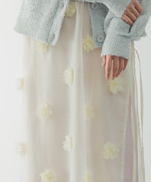 PURE BRIGHT（ピュアブライト）の「フラワーモチーフオーガンジースカート（スカート・レディース・ブラック/アイボリー・FREE）」の12枚目の写真