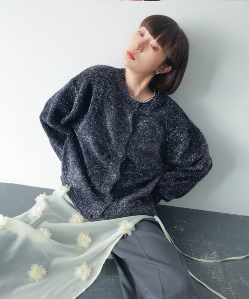 PURE BRIGHT（ピュアブライト）の「フラワーモチーフオーガンジースカート（スカート・レディース・ブラック/アイボリー・FREE）」の7枚目の写真