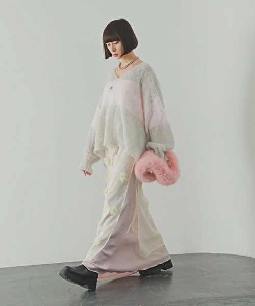 PURE BRIGHT（ピュアブライト）の「フラワーモチーフオーガンジースカート（スカート・レディース・ブラック/アイボリー・FREE）」の8枚目の写真