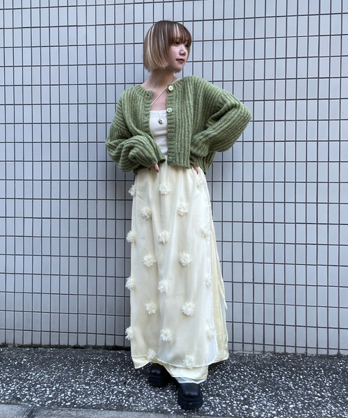 PURE BRIGHT（ピュアブライト）の「フラワーモチーフオーガンジースカート（スカート・レディース・ブラック/アイボリー・FREE）」の22枚目の写真