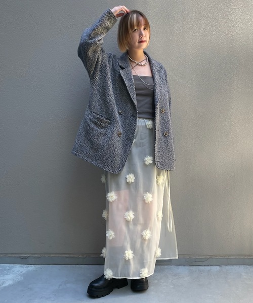 PURE BRIGHT（ピュアブライト）の「フラワーモチーフオーガンジースカート（スカート・レディース・ブラック/アイボリー・FREE）」の21枚目の写真