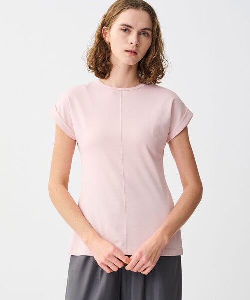 uncrave（アンクレイヴ）の「ダブルフェイスジャージー 2WAYスリットトップス（Tシャツ/カットソー・レディース・グレー系/ホワイト系/ピンク系1/ブラック系・2/1）」の11枚目の写真